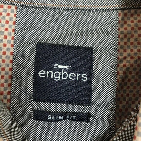 Engbers Button Down Shirt Men’s L (41/42) Long Sleeve Collared Red/Blue - Picture 12 of 13